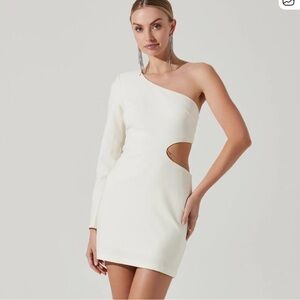 ASTR the label lavinia cutout one shoulder mini dress in off white